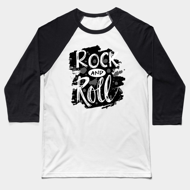 Rock n Roll hand lettering typography Baseball T-Shirt by Handini _Atmodiwiryo